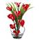 Red Calla Lily and Grass 15 1/2" Wide Faux Flowers in Vase