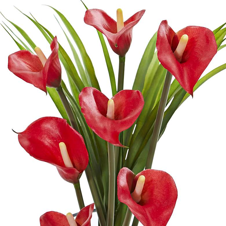 Image 2 Red Calla Lily and Grass 15 1/2 inch Wide Faux Flowers in Vase more views