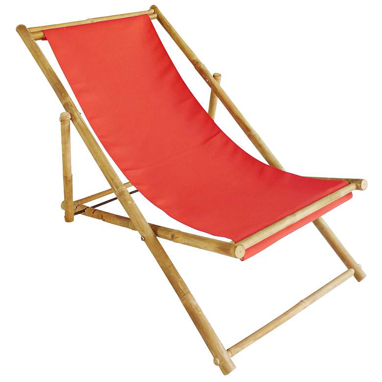 Image 1 Red Canvas Eco-Friendly Bamboo Relaxing Chair