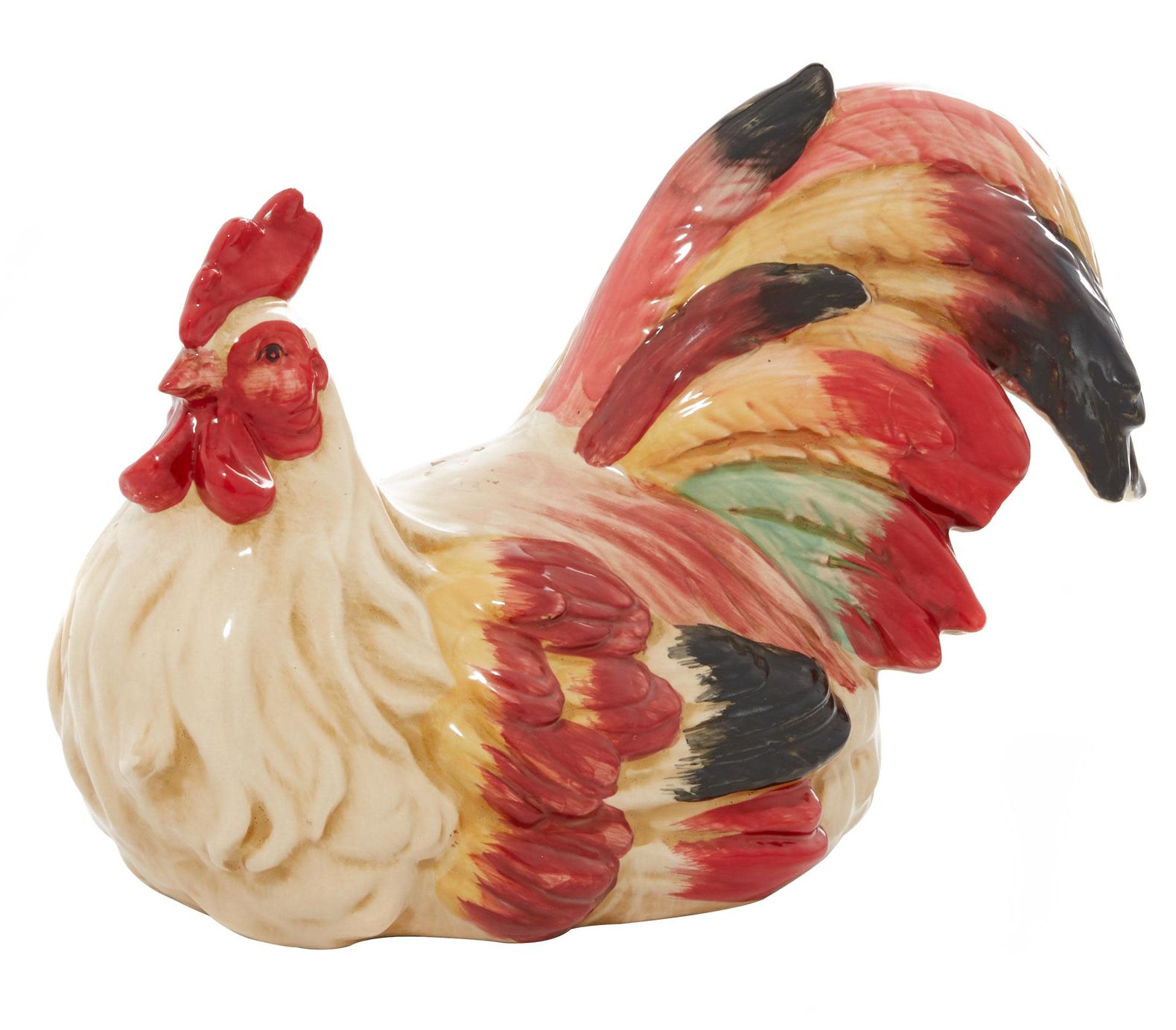 Image 2 Red Ceramic Farmhouse Garden Sculpture, 15" x 8" x 9"