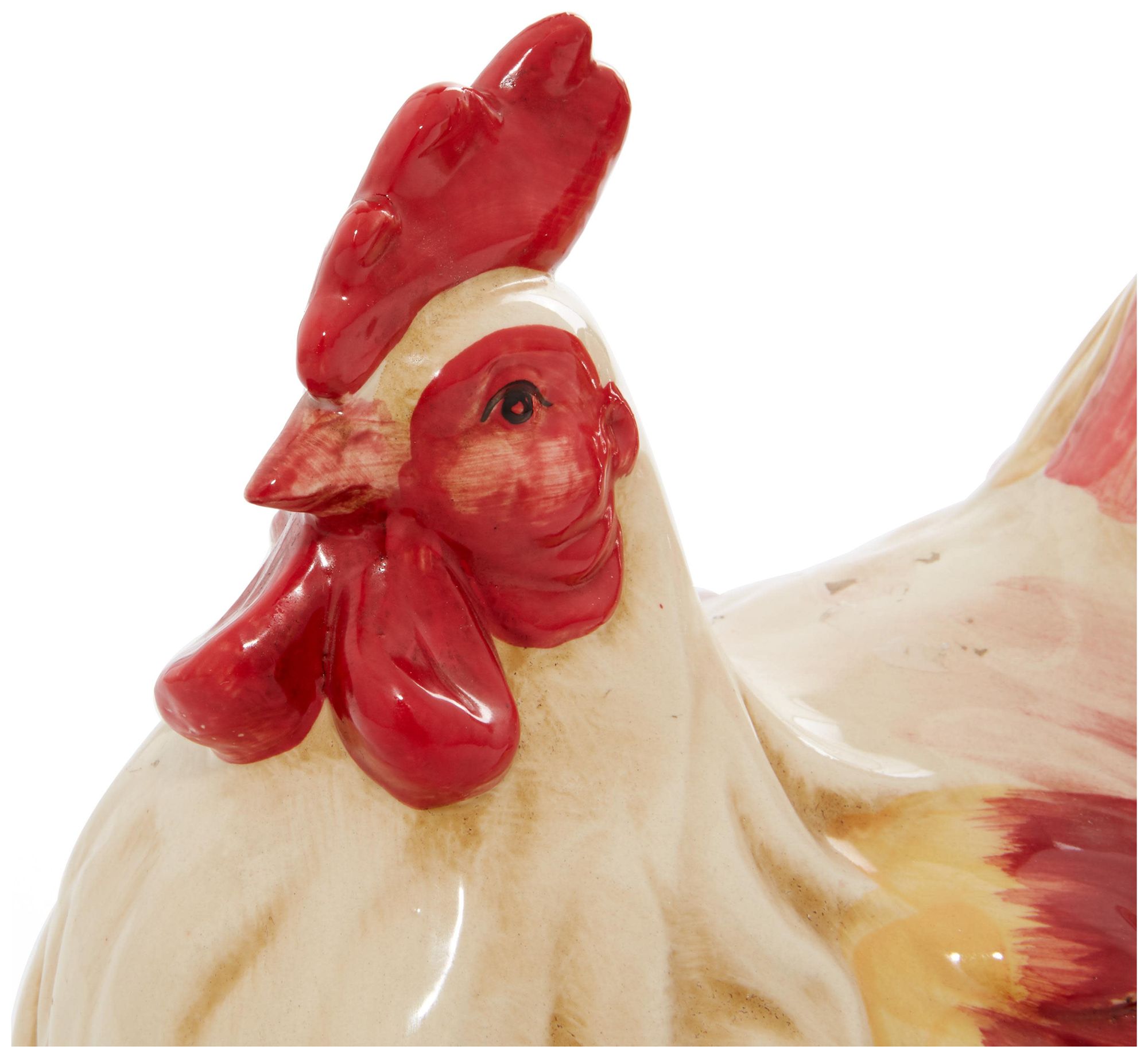 Image 3 Red Ceramic Farmhouse Garden Sculpture, 15" x 8" x 9" more views