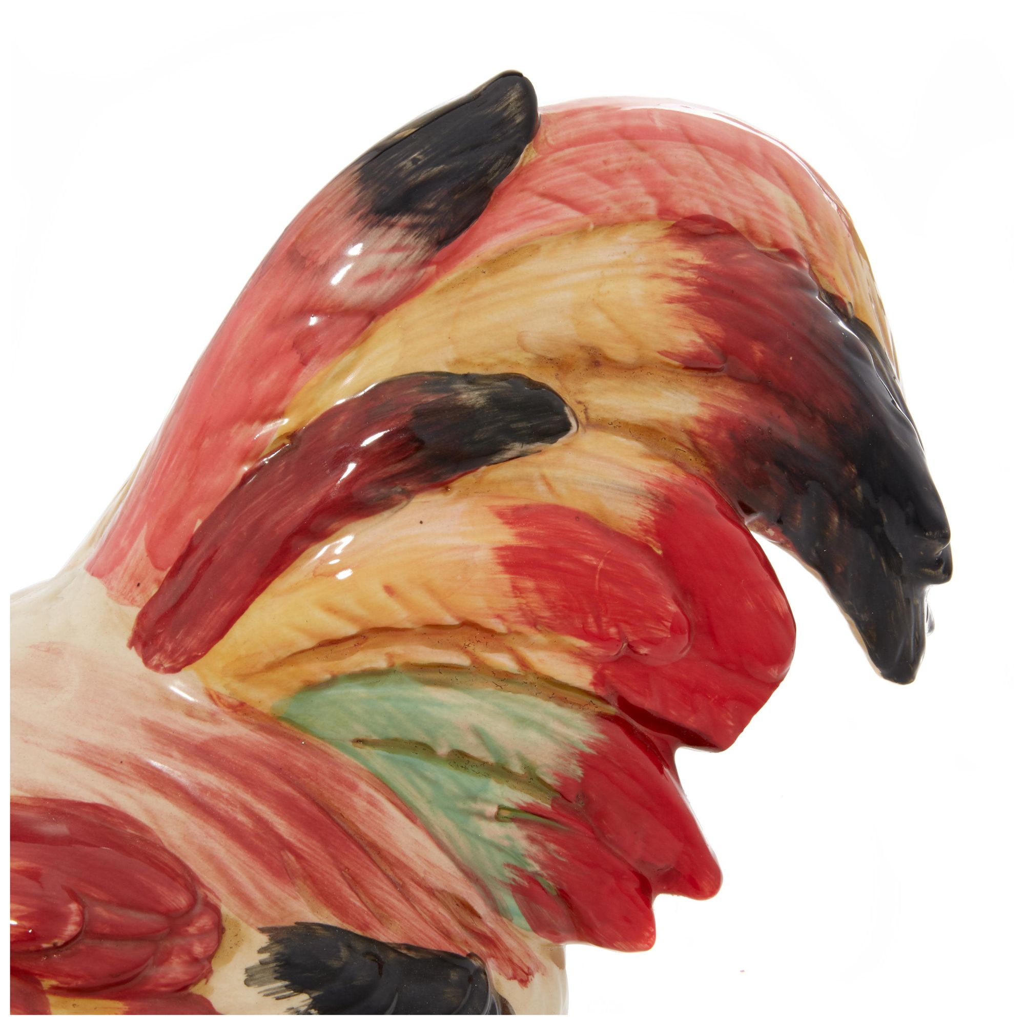 Image 4 Red Ceramic Farmhouse Garden Sculpture, 15" x 8" x 9" more views