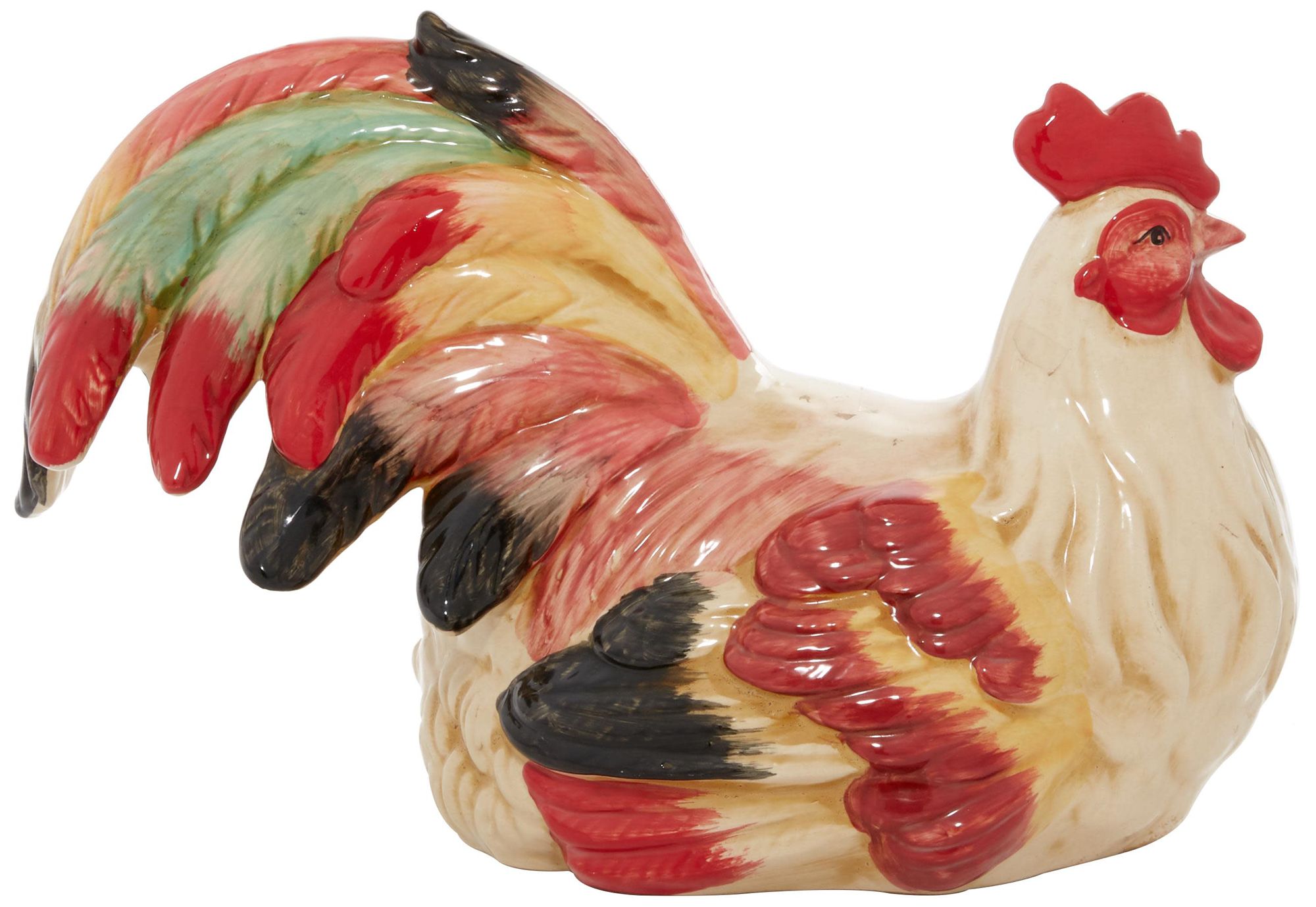 Image 5 Red Ceramic Farmhouse Garden Sculpture, 15" x 8" x 9" more views
