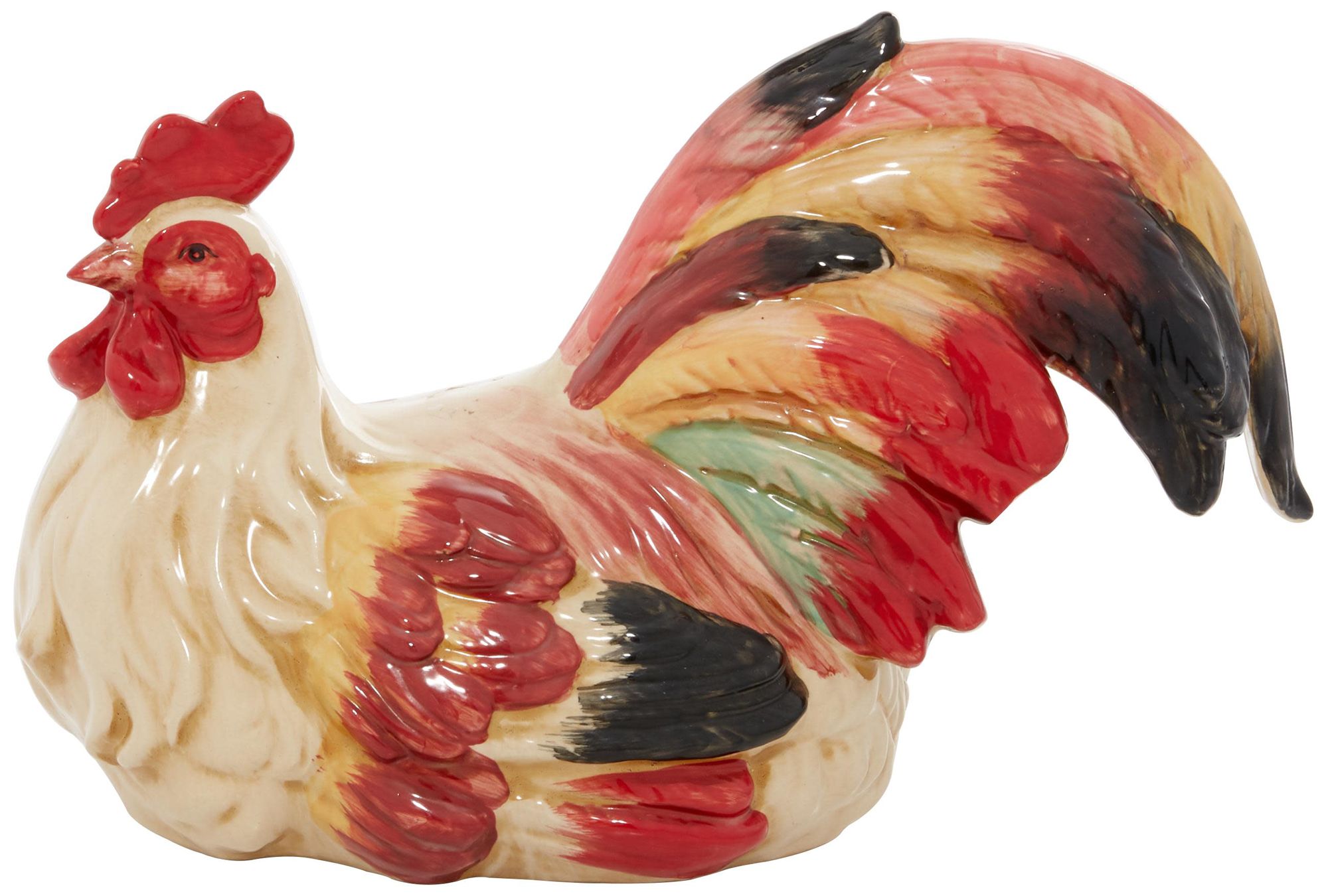 Image 6 Red Ceramic Farmhouse Garden Sculpture, 15" x 8" x 9" more views