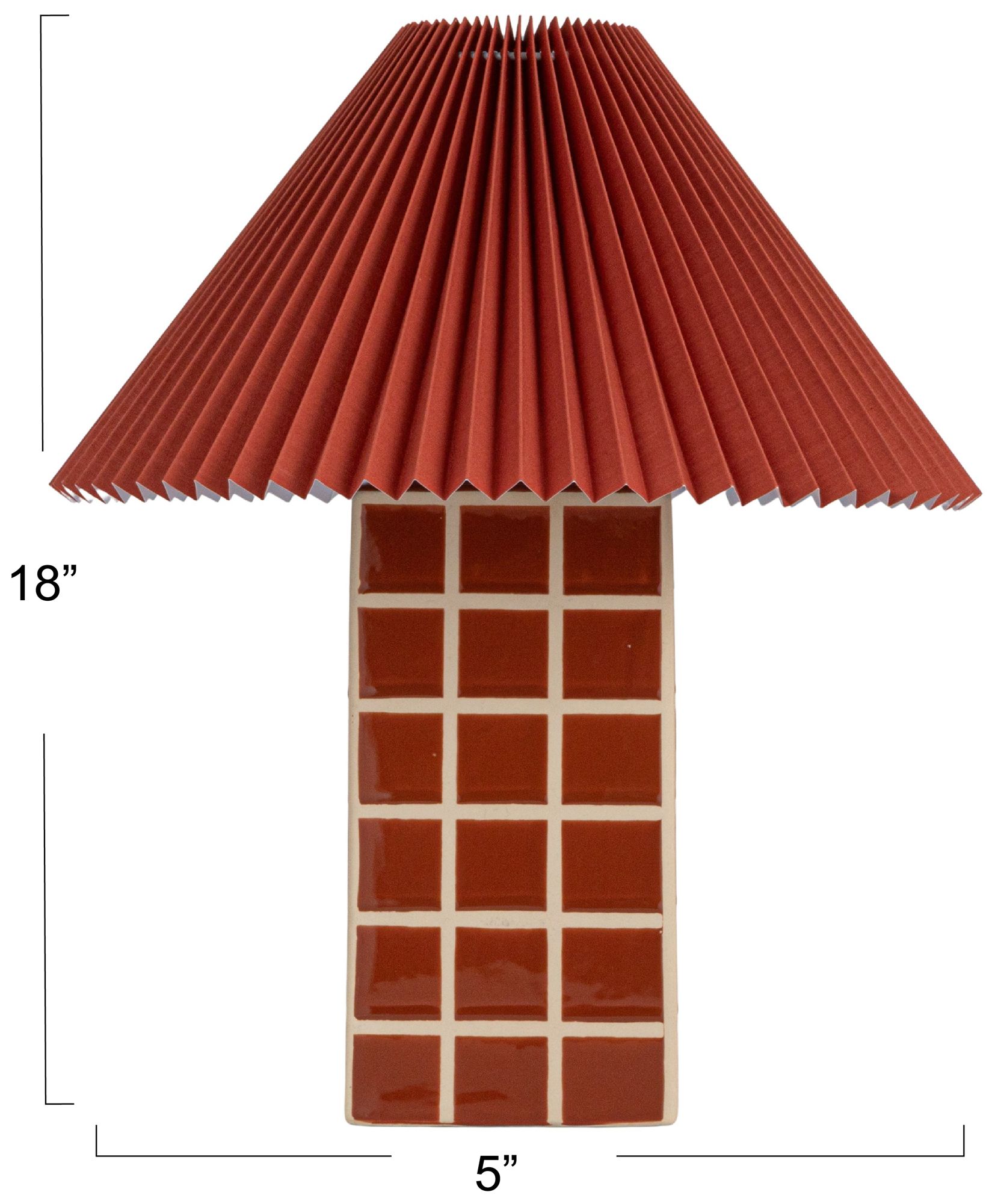 Image 3 Red Ceramic Table Lamp with Pleated Shad more views