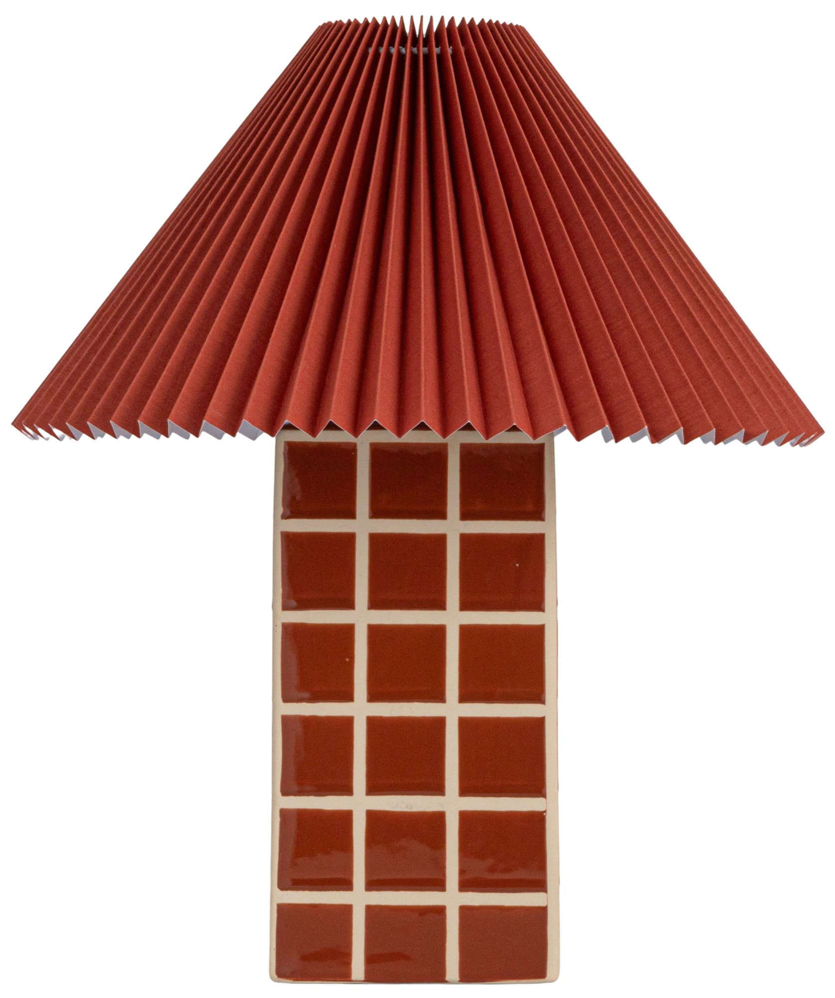 Image 7 Red Ceramic Table Lamp with Pleated Shad more views