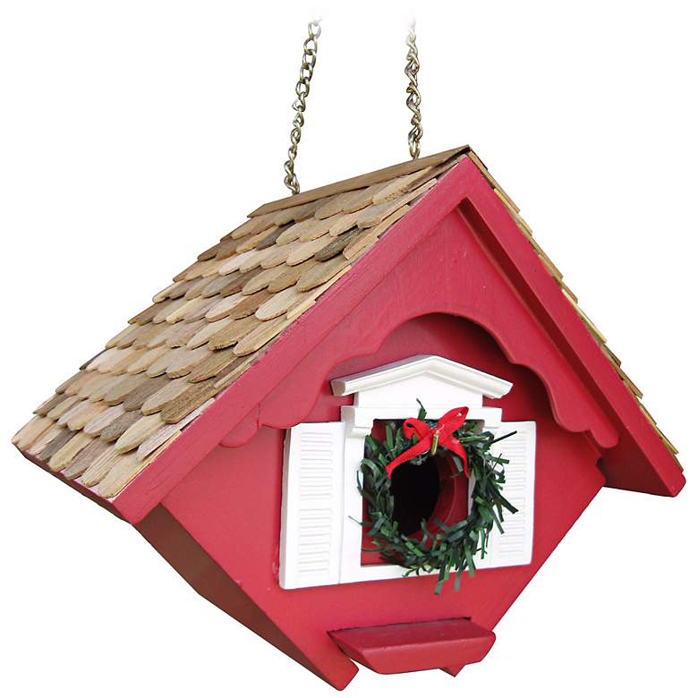 Image 1 Red Christmas Wren Cottage Bird House