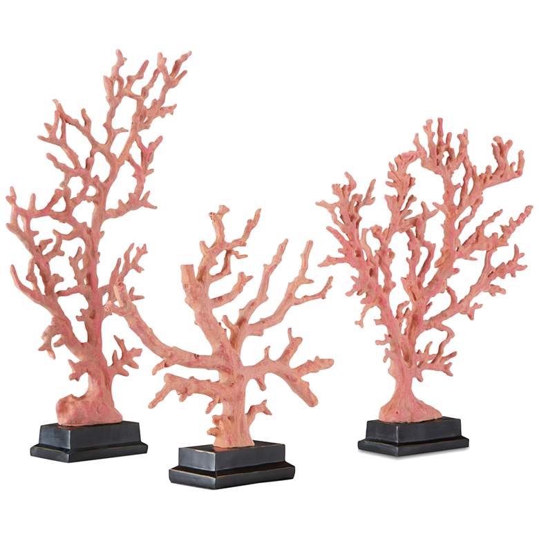 Image 3 Red Coral Branches 19 1/4" High Sculptures Set of 3 more views