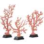 Red Coral Branches 19 1/4" High Sculptures Set of 3