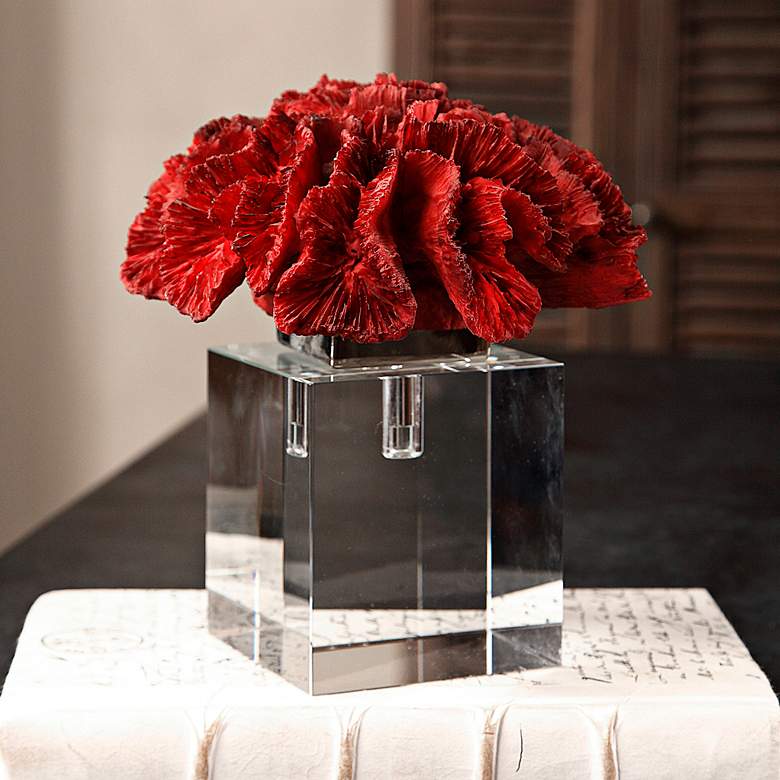 Image 1 Red Coral Cluster 7 3/4" High Table Sculpture by Uttermost