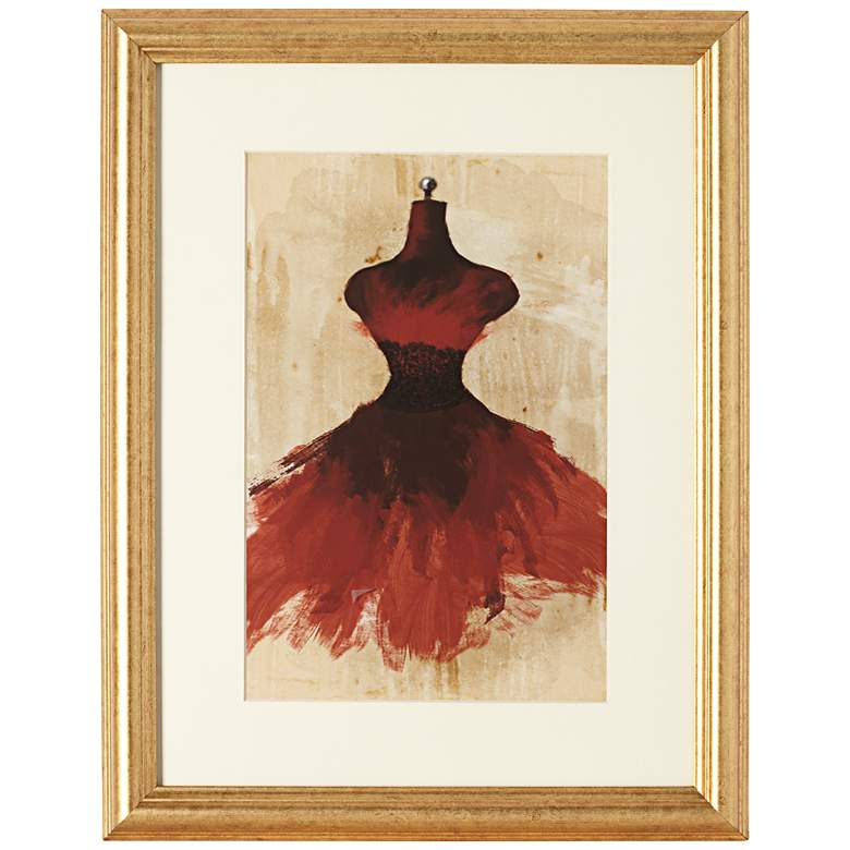 Image 1 Red Couture Fashion 18 inch Gold Framed Wall Art
