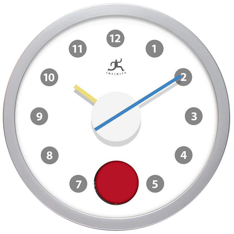 Image 1 Red Dot Pendulum Modern 12 inch Round Wall Clock