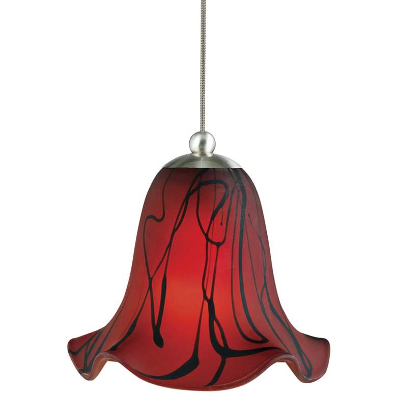Image 2 Red Drizzle 6" Wide Brushed Steel Low Voltage Mini Pendant