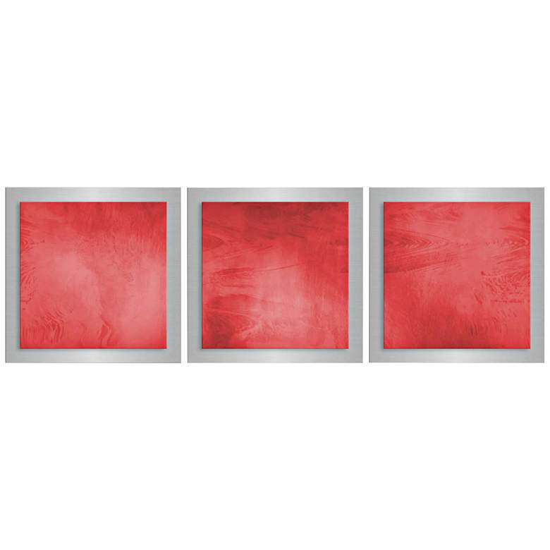 Image 1 Red Essence 3-Piece 12 inch Square Modern Metal Wall Art