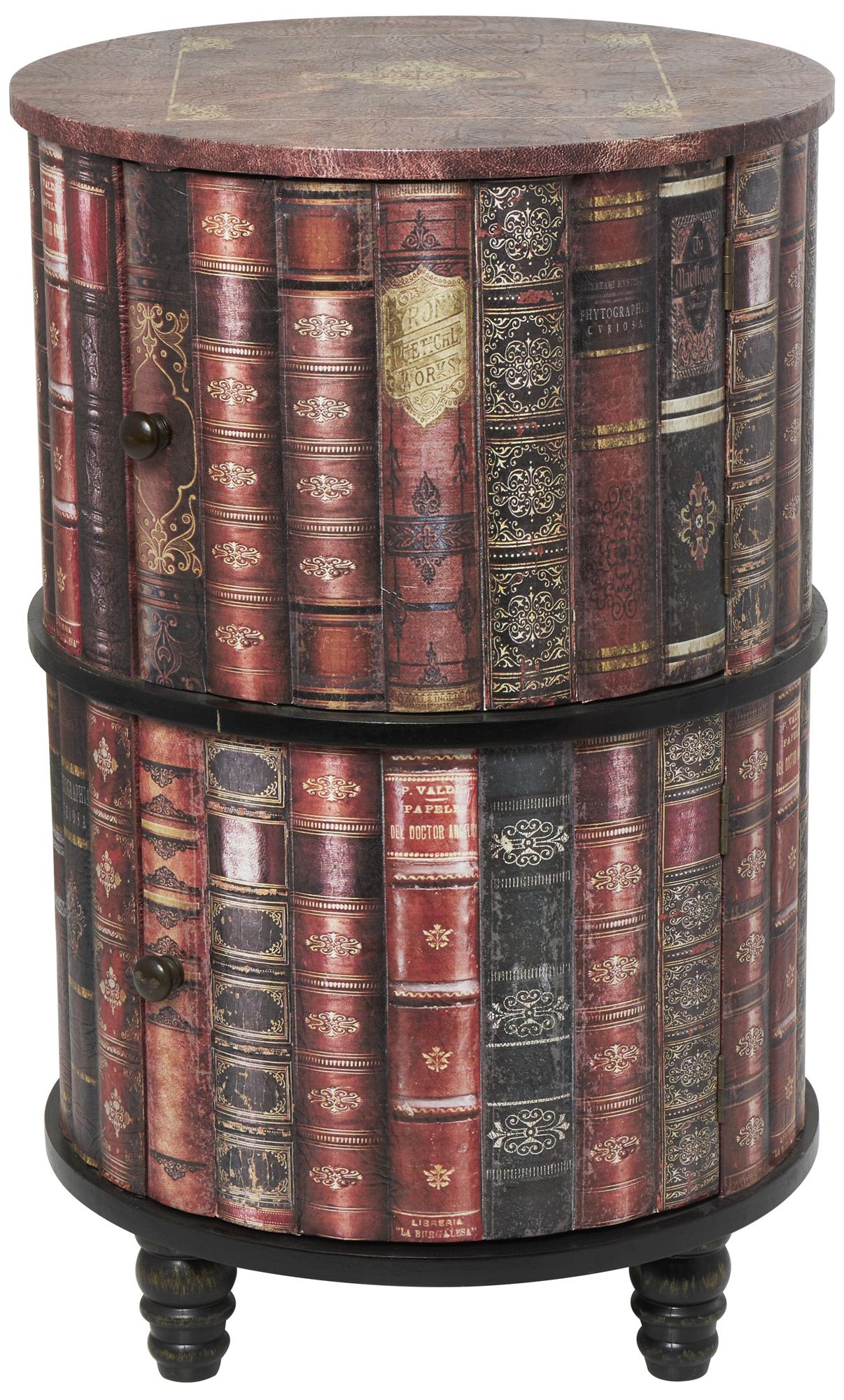 Image 2 Red Faux Leather Traditional Cabinet, 18" x 18" x 28"