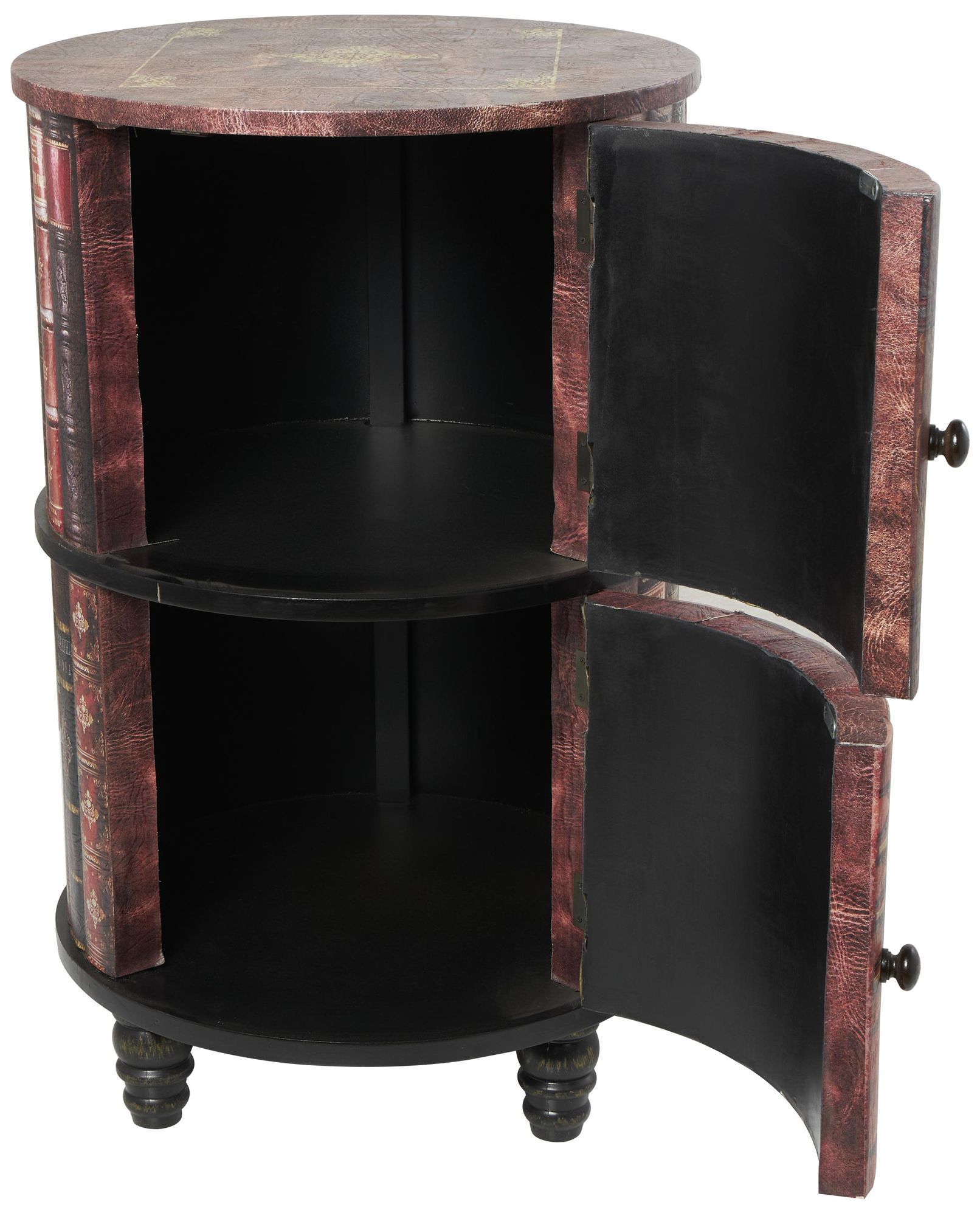 Image 6 Red Faux Leather Traditional Cabinet, 18" x 18" x 28" more views