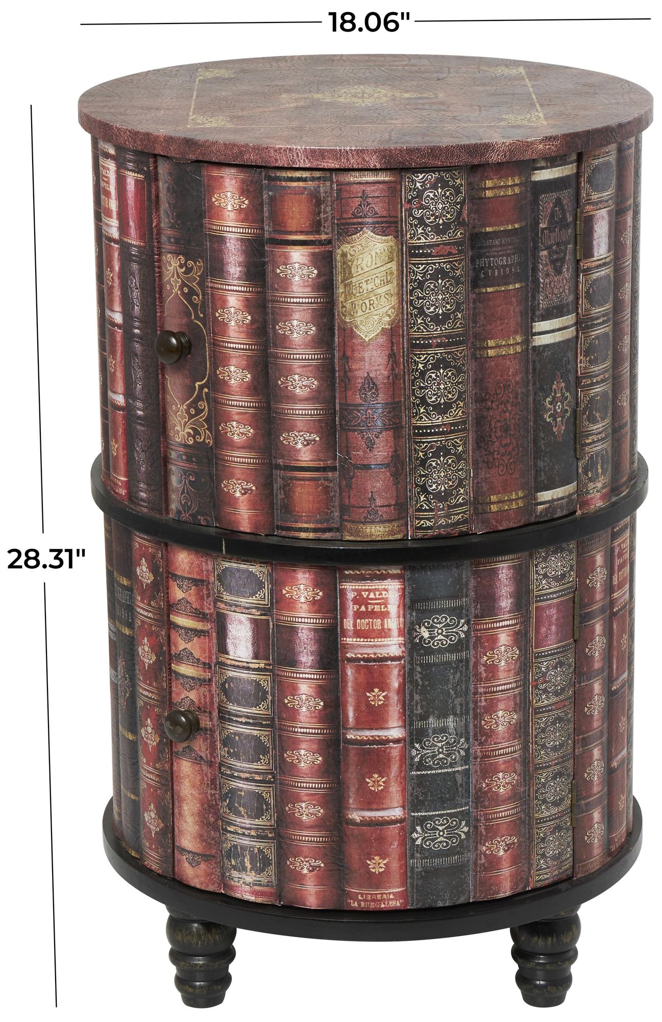 Image 7 Red Faux Leather Traditional Cabinet, 18" x 18" x 28" more views