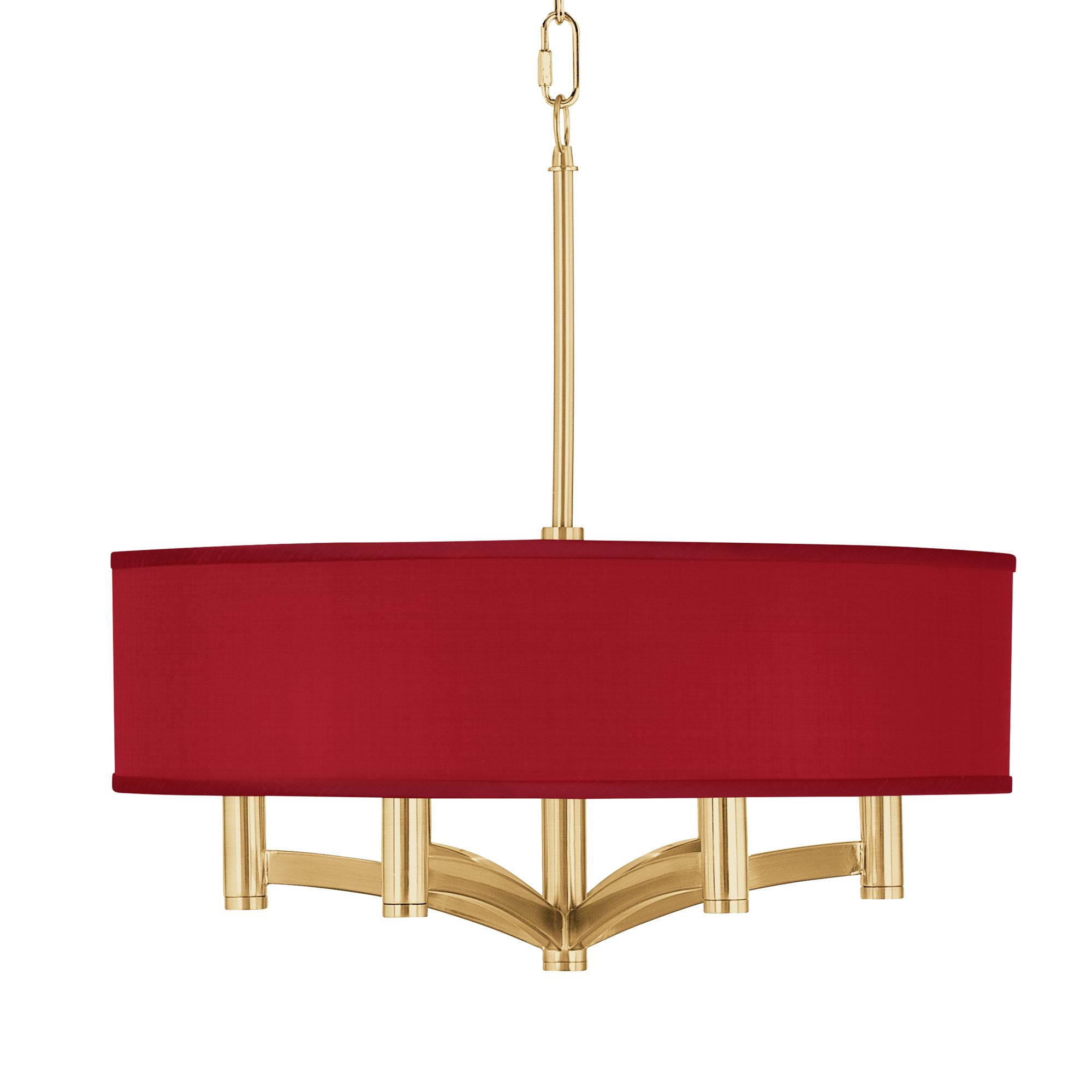 Image Red Faux Silk Ava 6-Light Gold Pendant Chandelier