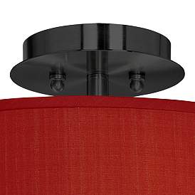 Image2 of Red Faux Silk Black 14" Wide Ceiling Light more views