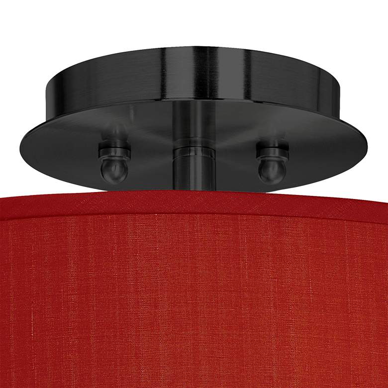 Image 2 Red Faux Silk Black 14" Wide Ceiling Light more views