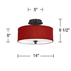 Image4 of Red Faux Silk Black 14" Wide Ceiling Light more views
