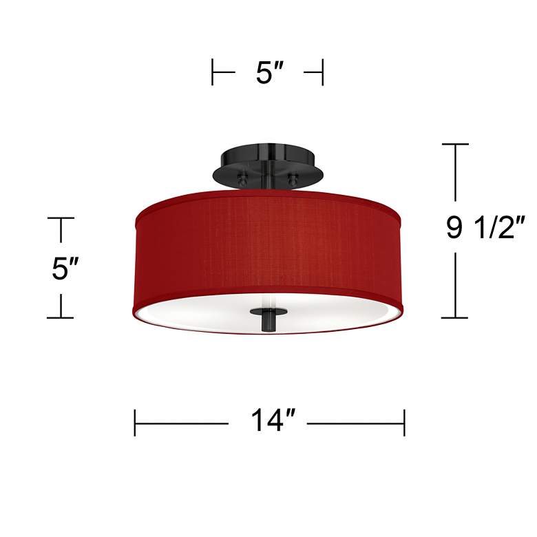 Image 4 Red Faux Silk Black 14 inch Wide Ceiling Light more views