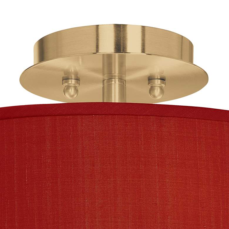 Image 2 Red Faux Silk Gold 14" Wide Ceiling Light more views