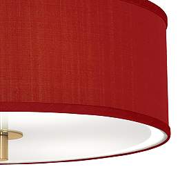 Image3 of Red Faux Silk Gold 14" Wide Ceiling Light more views