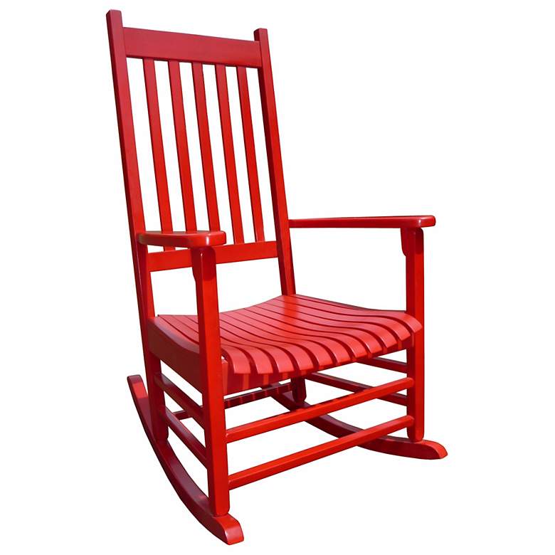 Image 1 Red Finish Solid Wood Porch Rocker