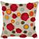 Red Floral Applique on Natural 18" Square Throw Pillow