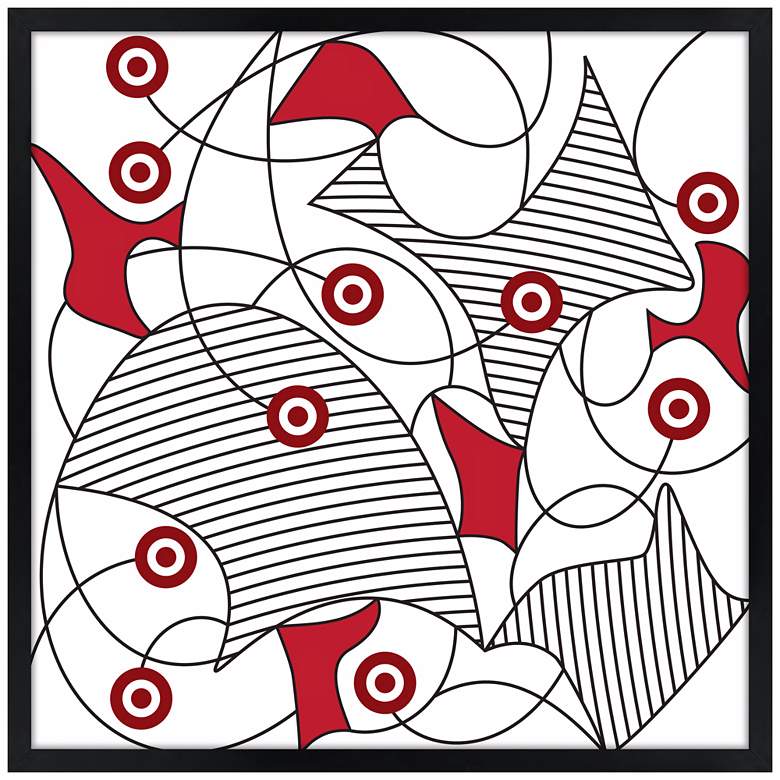 Image 1 Red Fusion 26" Square Black Giclee Wall Art