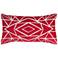 Red Geometric Velvet 26" x 14" Decorative Filled Pillow