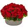 Red Geranium 16" Wide Faux Plant in Stone Planter