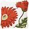 Red Gerber Daisy 18" Square Floral Throw Pillow
