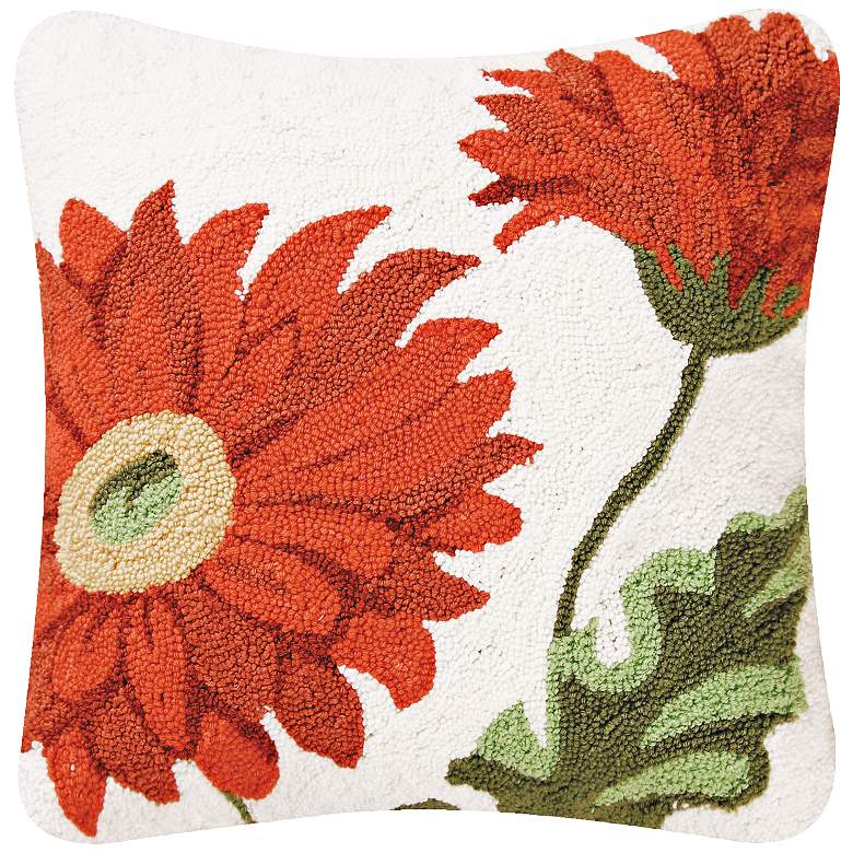Image 1 Red Gerber Daisy 18 inch Square Floral Throw Pillow