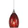 Red Glass 4 1/2"W Brushed Steel Low Voltage Mini Pendant