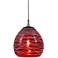 Red Glass 4 3/4" Wide Brushed Steel Low Voltage Mini Pendant