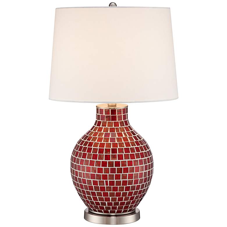 Image 1 Red Glass Mosaic Jar Table Lamp