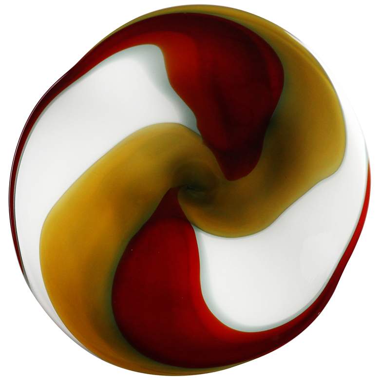 Image 1 Red Gold Swirl 12 inch Wide Blown Glass Wall Art