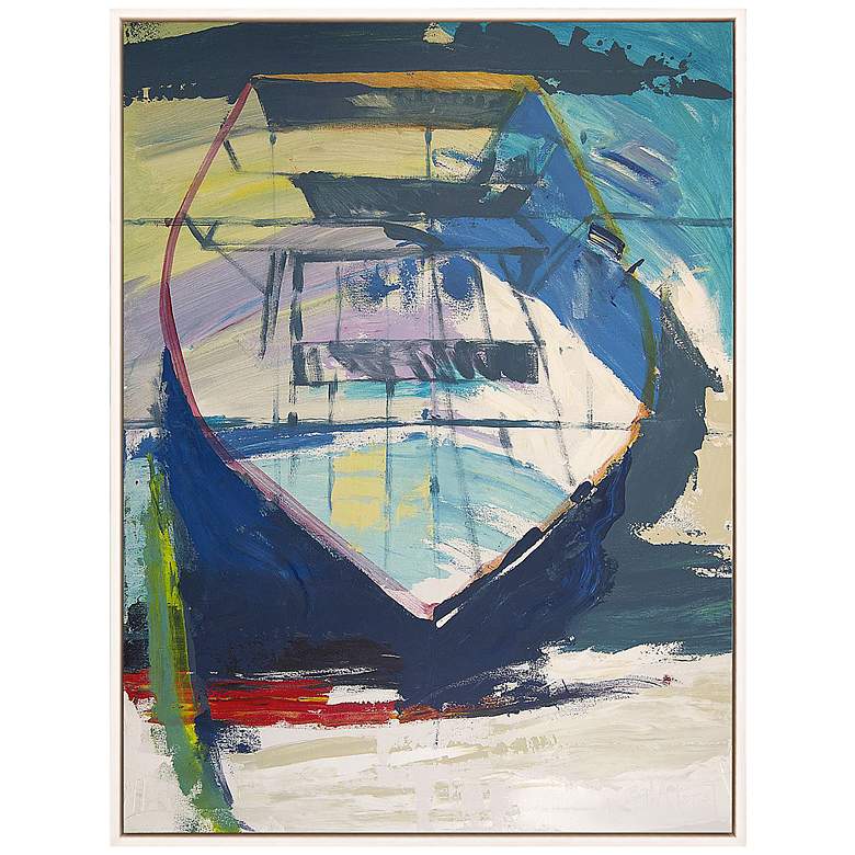 Image 2 Red Green Skiff 50 inch High Framed Giclee Wall Art