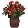 Red Hibiscus 24" High Faux Plant in a Decorative Urn