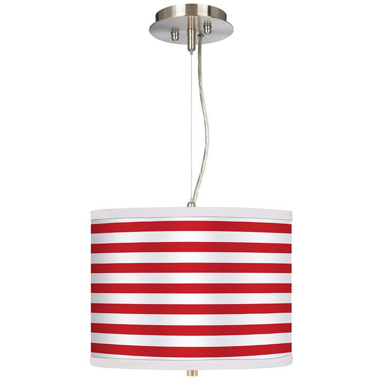 Image 1 Red Horizontal Stripe 13 1/2 inch Wide Pendant Chandelier