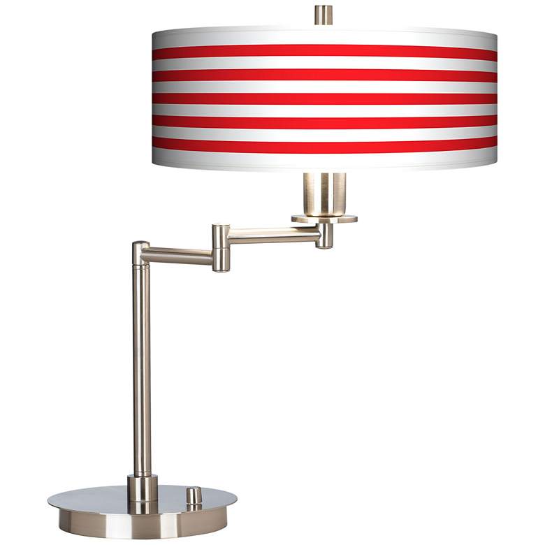 Image 1 Red Horizontal Stripe Giclee CFL Swing Arm Desk Lamp