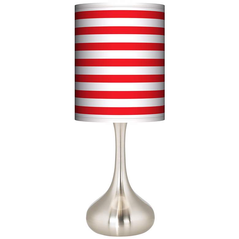 Image 1 Red Horizontal Stripe Giclee Droplet Table Lamp