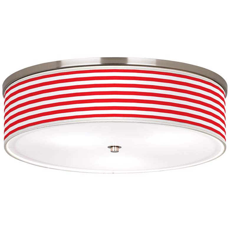 Image 1 Red Horizontal Stripe Nickel 20 1/4 inch Wide Ceiling Light