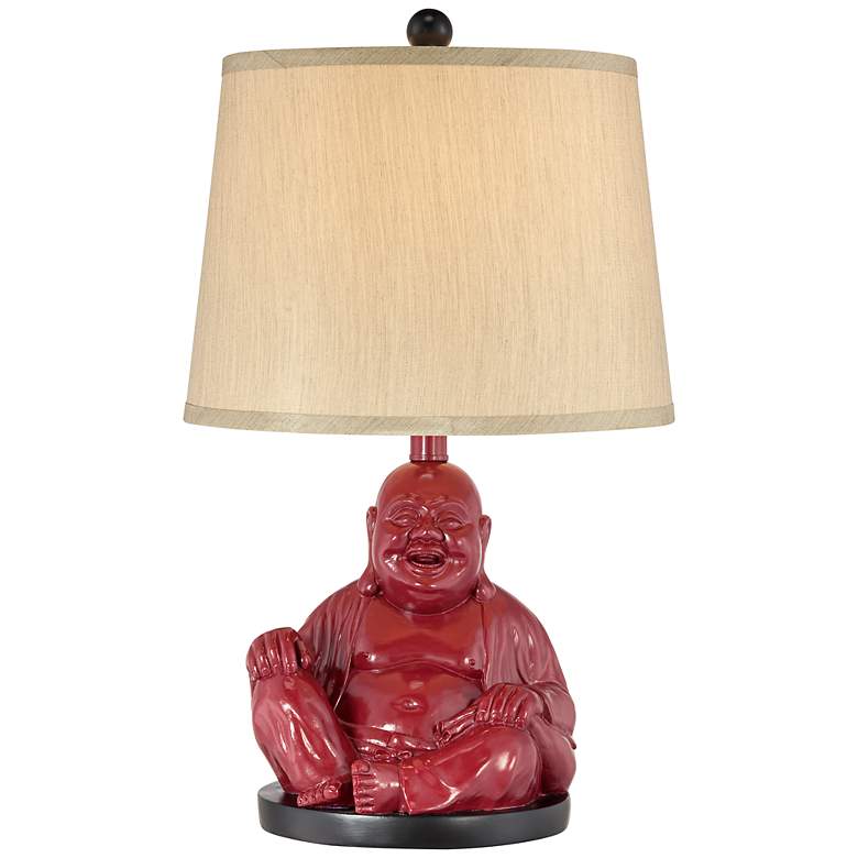 Image 1 Red Lacquer Happy Buddha Table Lamp