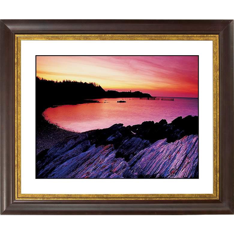 Image 1 Red Lake Sunset Gold Bronze Frame Giclee 20 inch Wide Wall Art