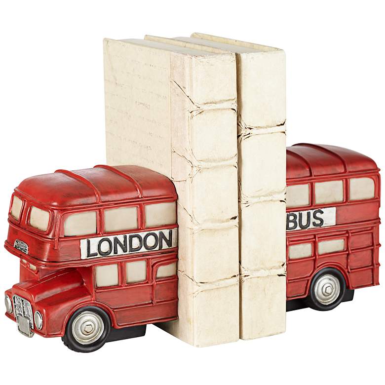Image 1 Red London Bus 6 inch High Bookends Set