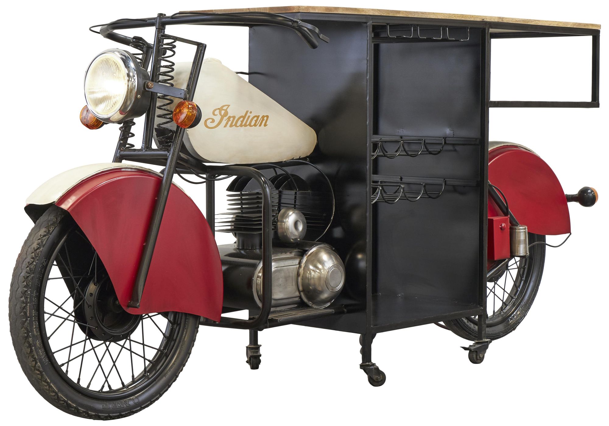 Image 5 Red Metal Industrial Motorcycle Bar, 72" x 30" x 41" more views