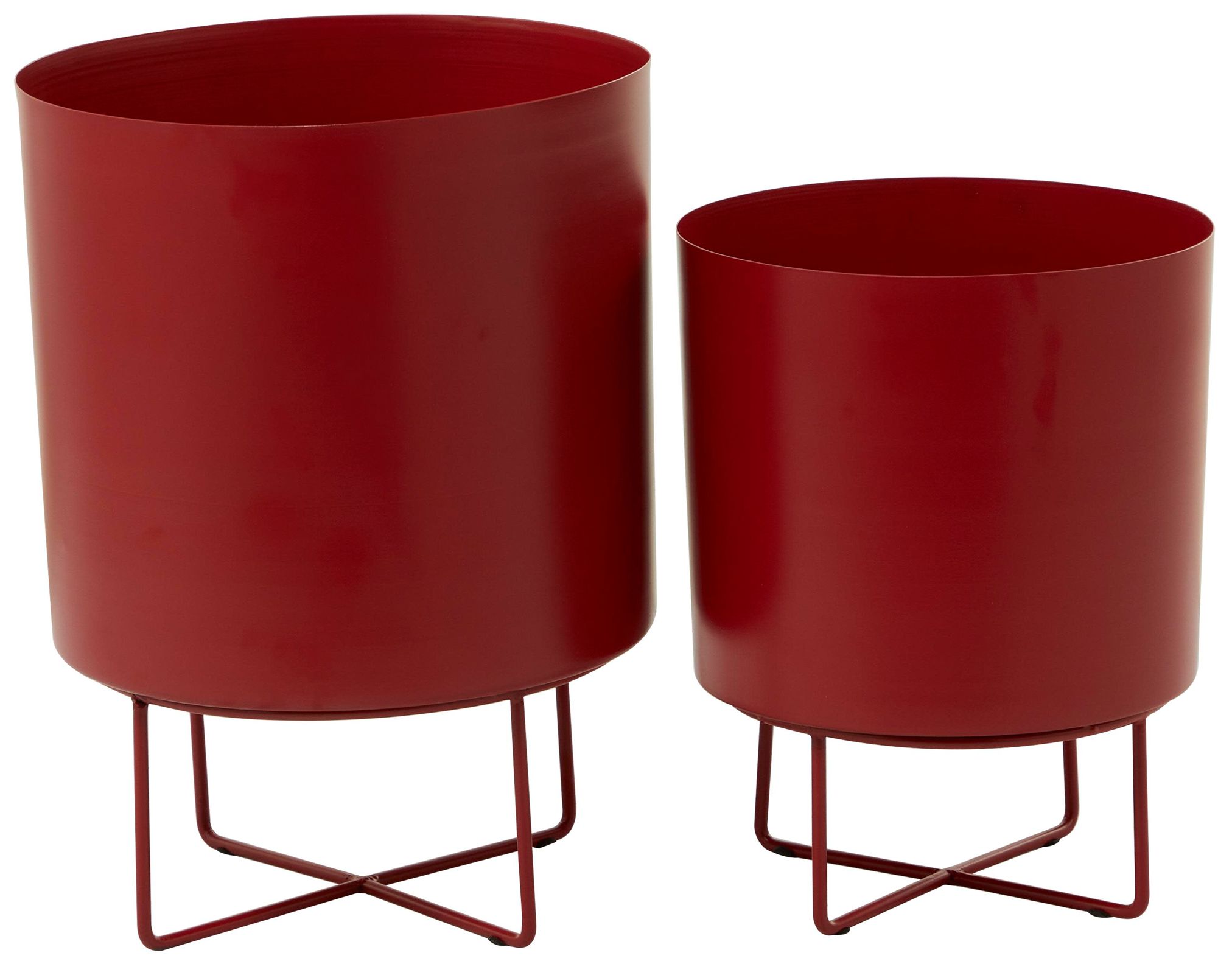 Image 2 Red Metal Modern Planter, S/2 16", 13"H